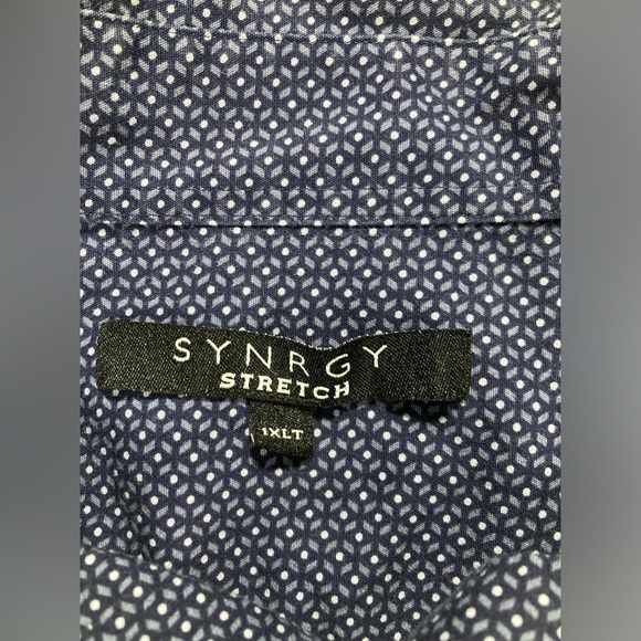 Men’s Synergy Stretch 1XLT Dark Blue Button Up - Picture 3 of 6
